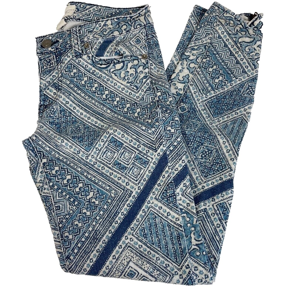 Denim & Supply Ralph Lauren Skinny Jeans Womens 26 Blue Low Rise Y2K Zipper Hem